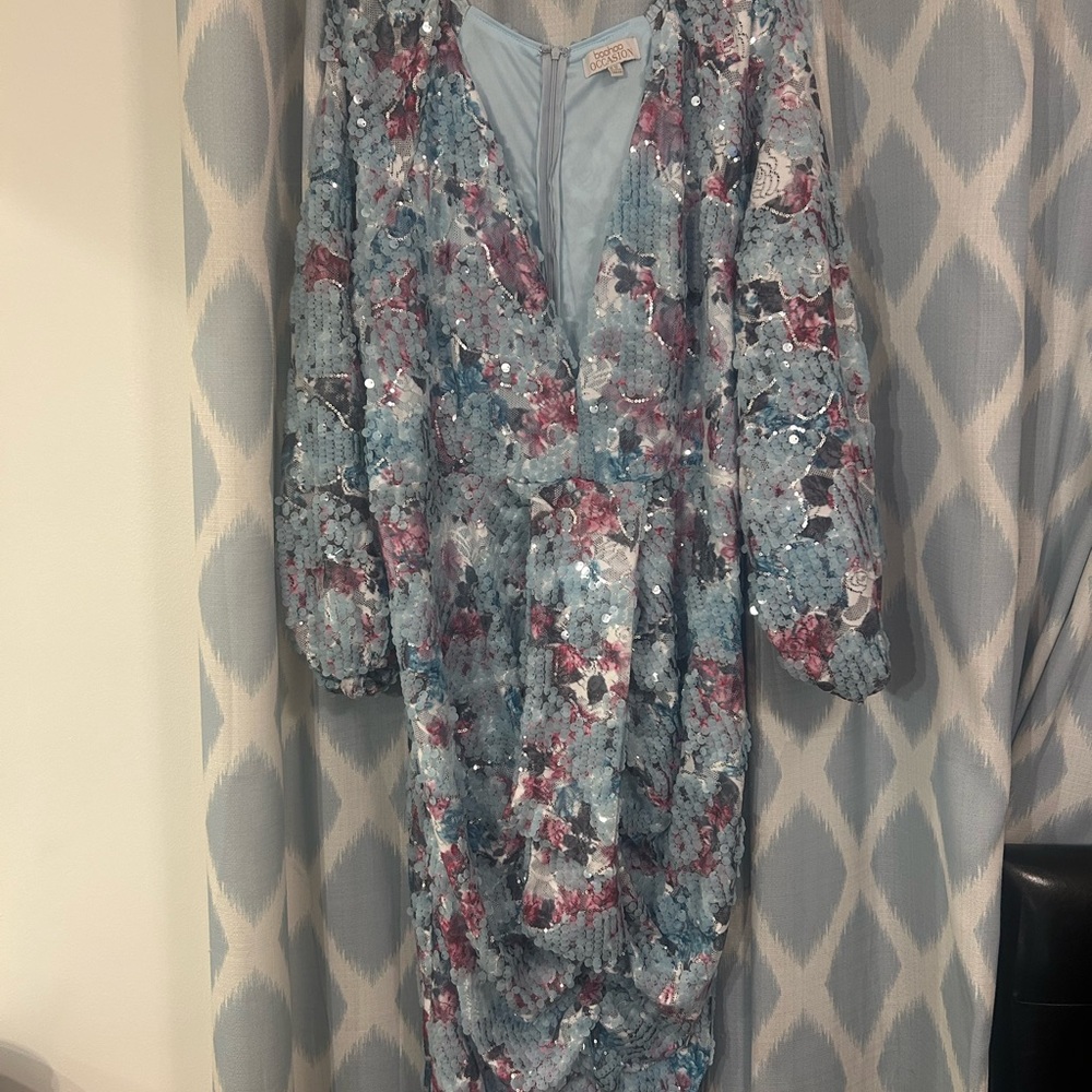 Boohoo Occasion Sequin Dress in Blue and Pink